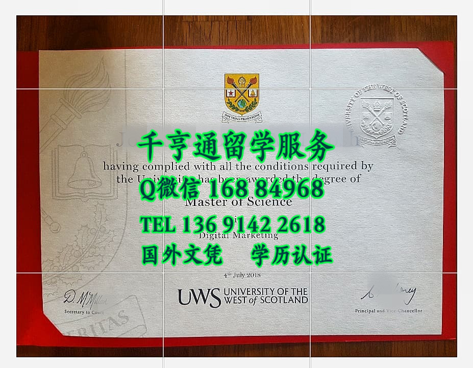 2018年西苏格兰大学毕业证，University of the West of Scotland diploma