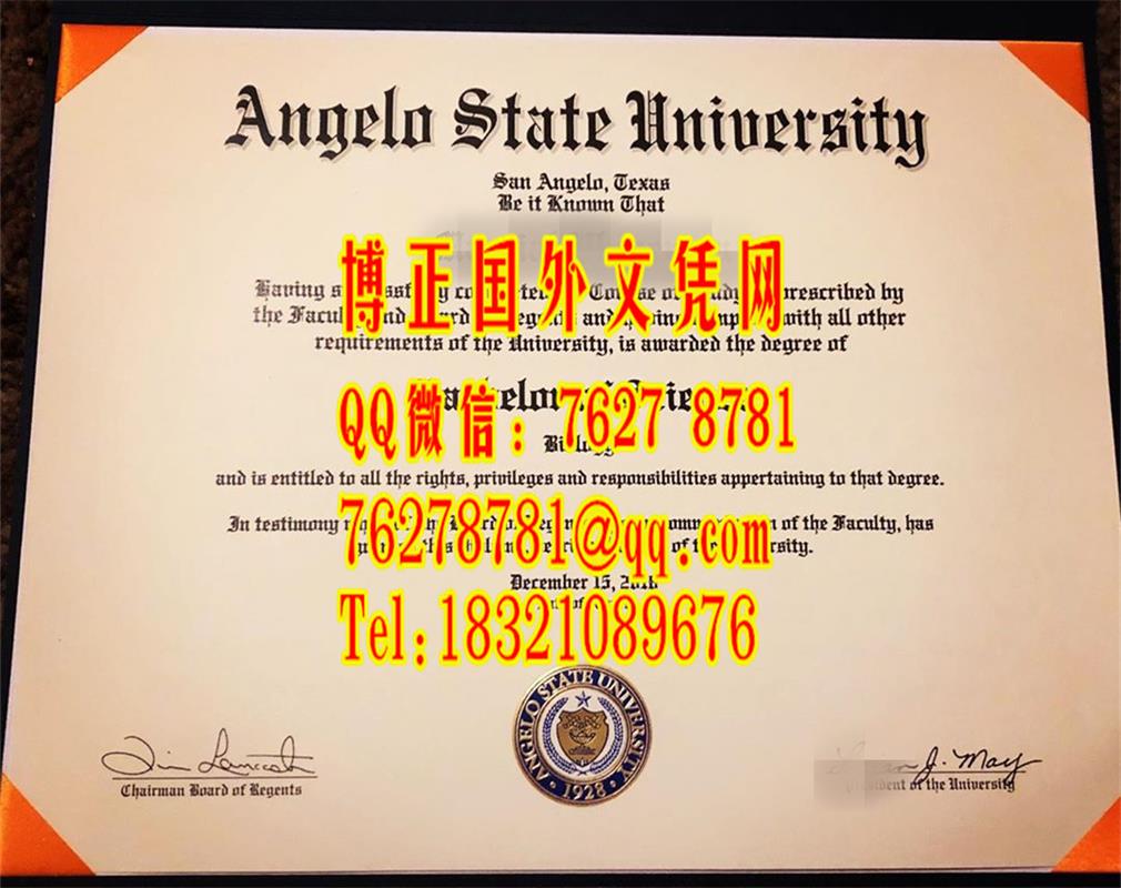 美国安杰洛州立大学Angelo State University毕业证样本，Angelo State University diploma certificat