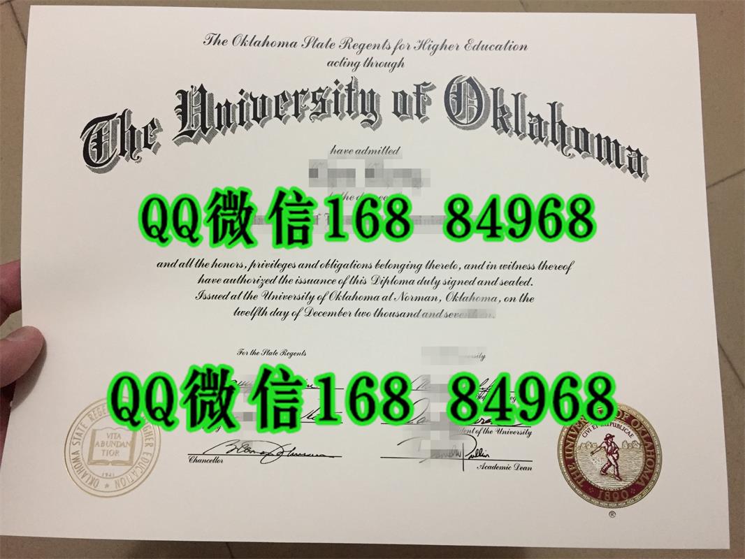 美国俄克拉荷马大学毕业证样式，University of Oklahoma diploma degree