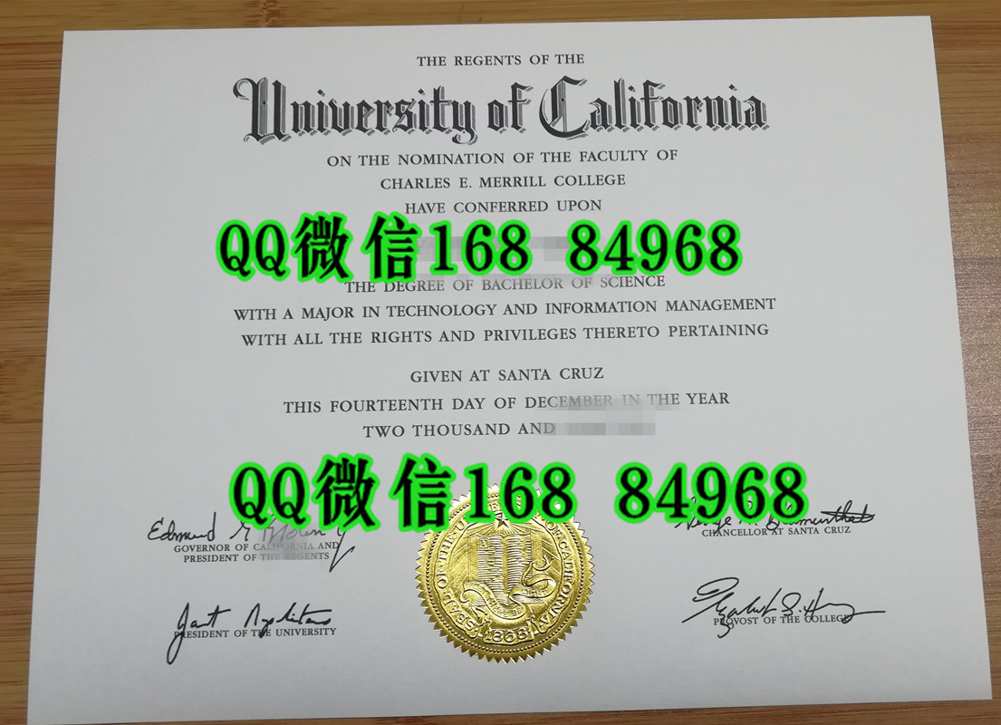 美国加利福尼亚大学圣克鲁兹分校学位证实拍，University of California, Santa Cruz diploma