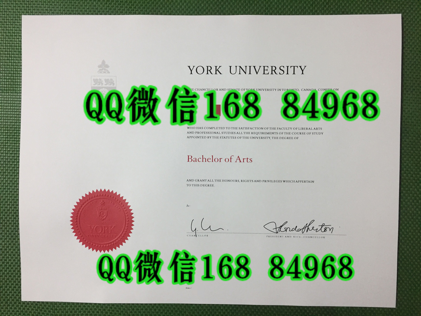 实拍加拿大约克大学学位毕业证图片，York University diploma