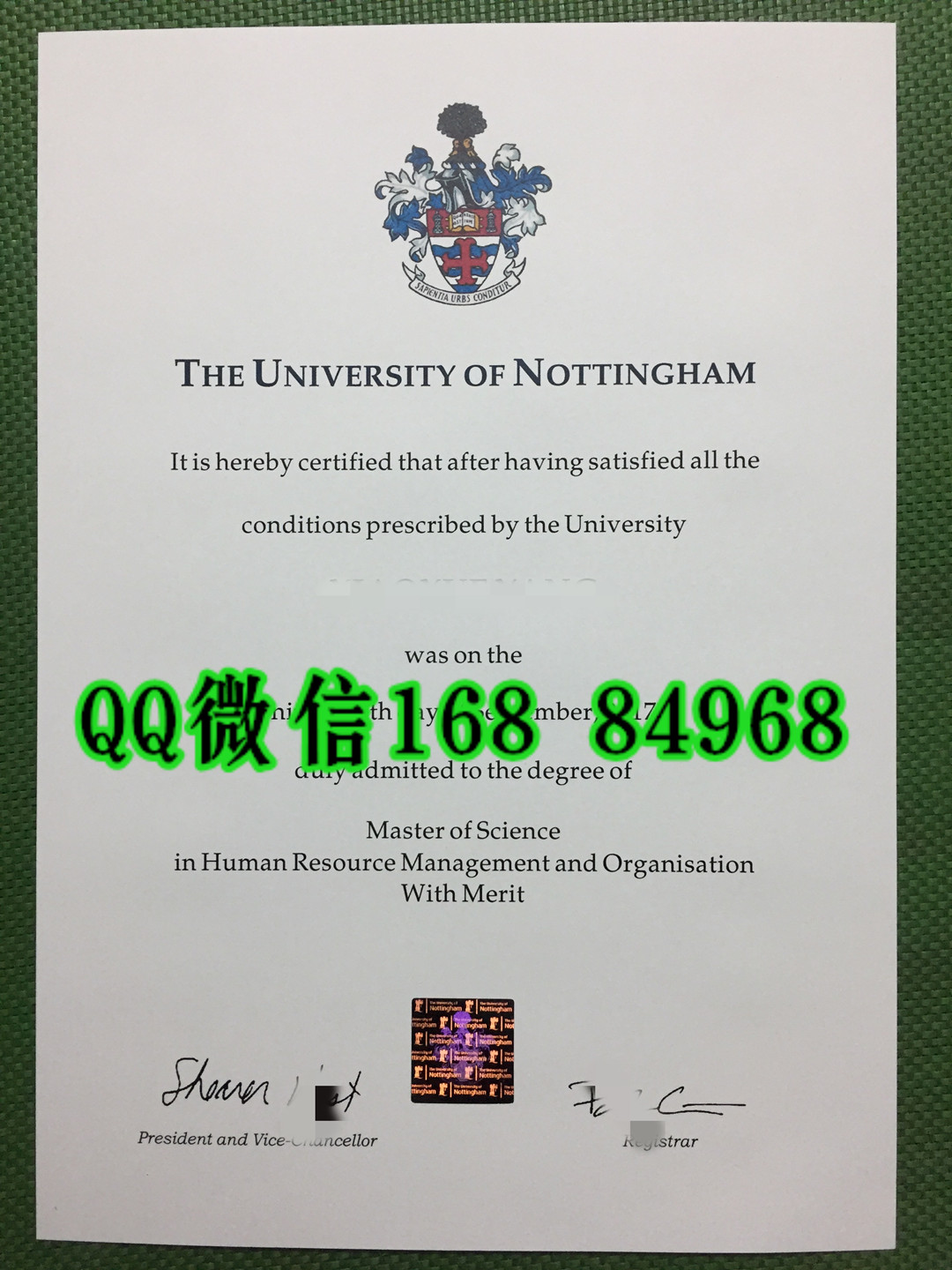 University of Nottingham diploma degree，诺丁汉大学学位毕业证激光防伪