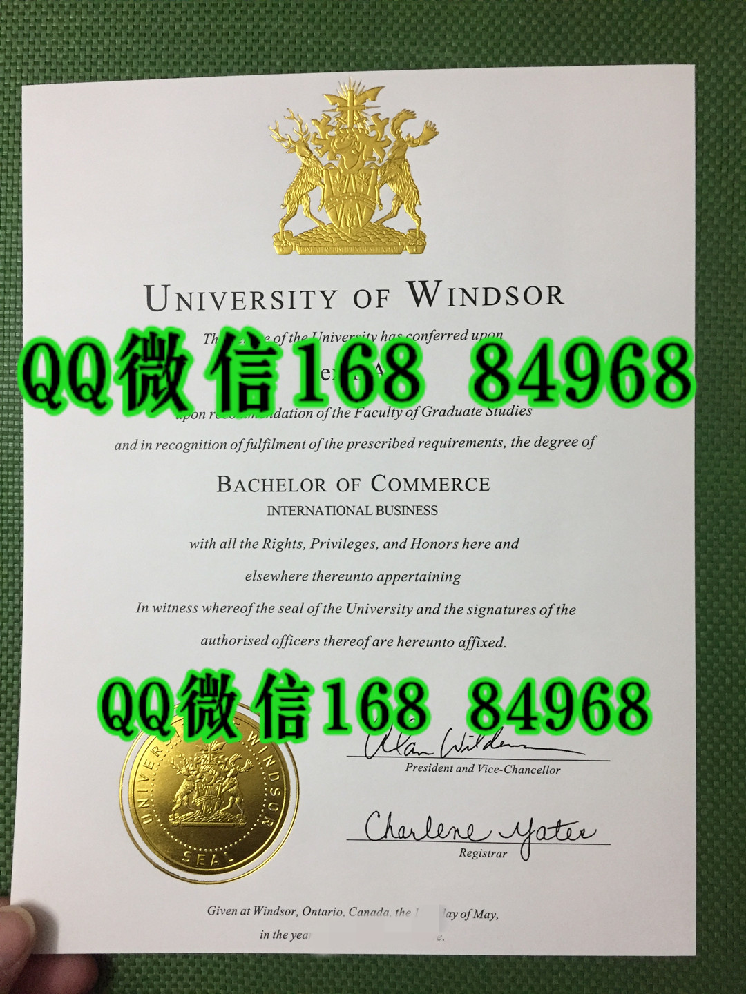 制作加拿大温莎大学毕业证烫金工艺高，University of Windsor diploma degree