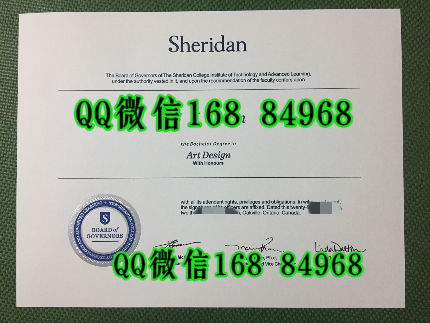 加拿大雪尔顿学院Sheridan College毕业证学位样式，Sheridan College diploma