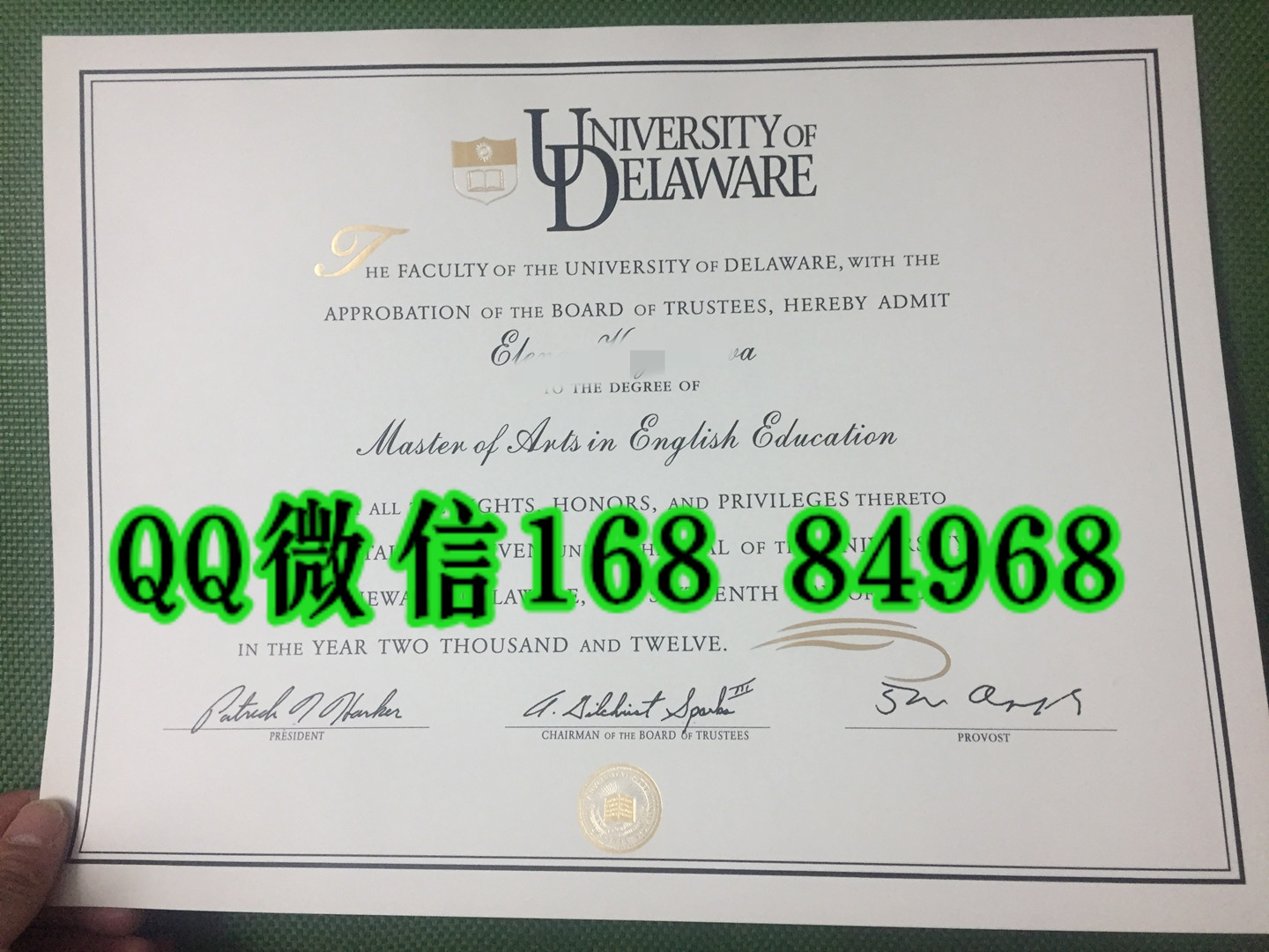 2012年美国特拉华大学毕业证，delaware university diploma degree