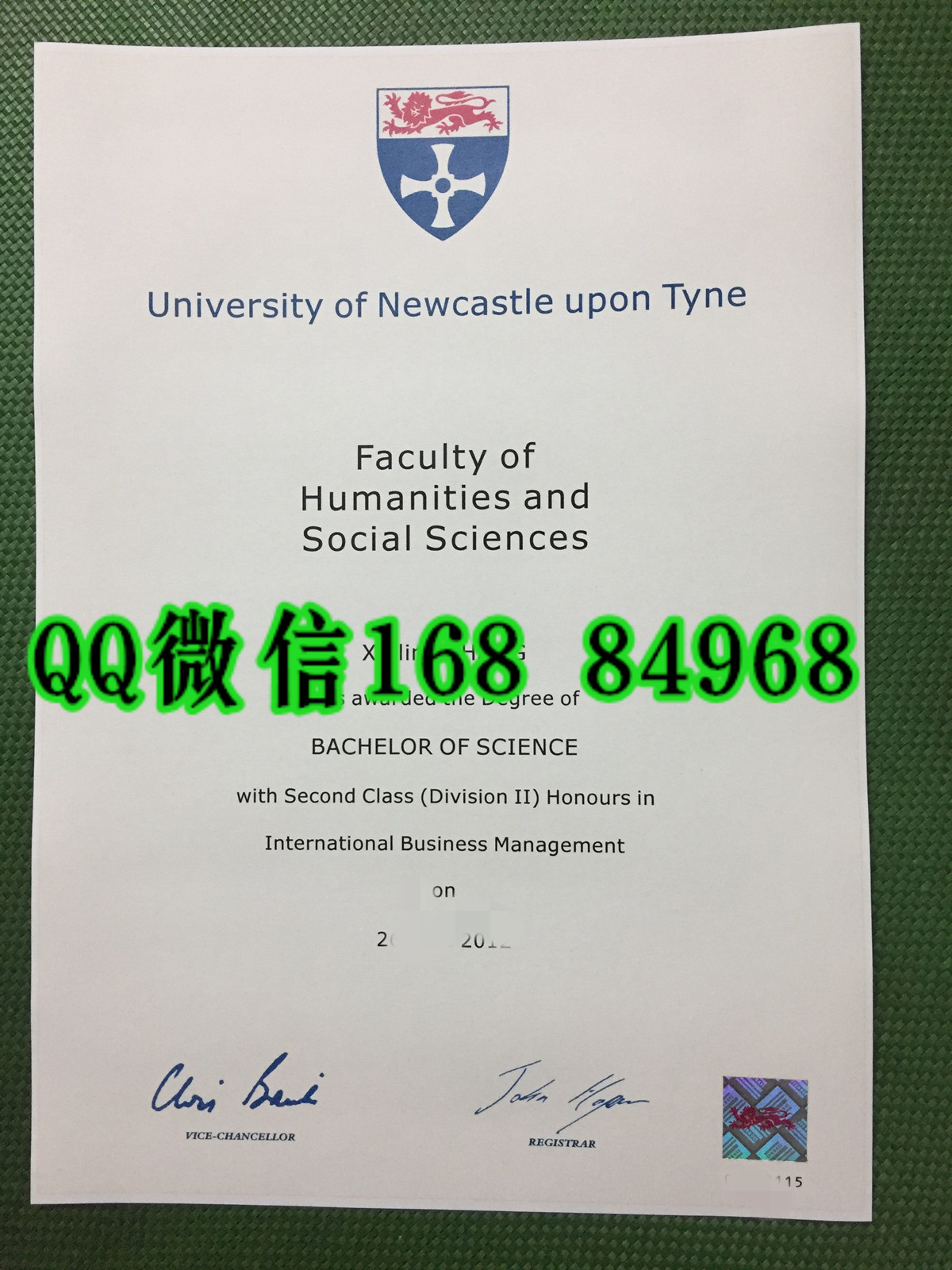 Newcastle University bachelor degree，英国纽卡斯尔大学理学士毕业证