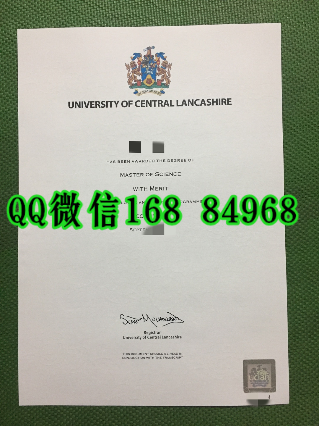 英国中央兰开夏大学硕士毕业证，University of Central Lancashire diploma degree