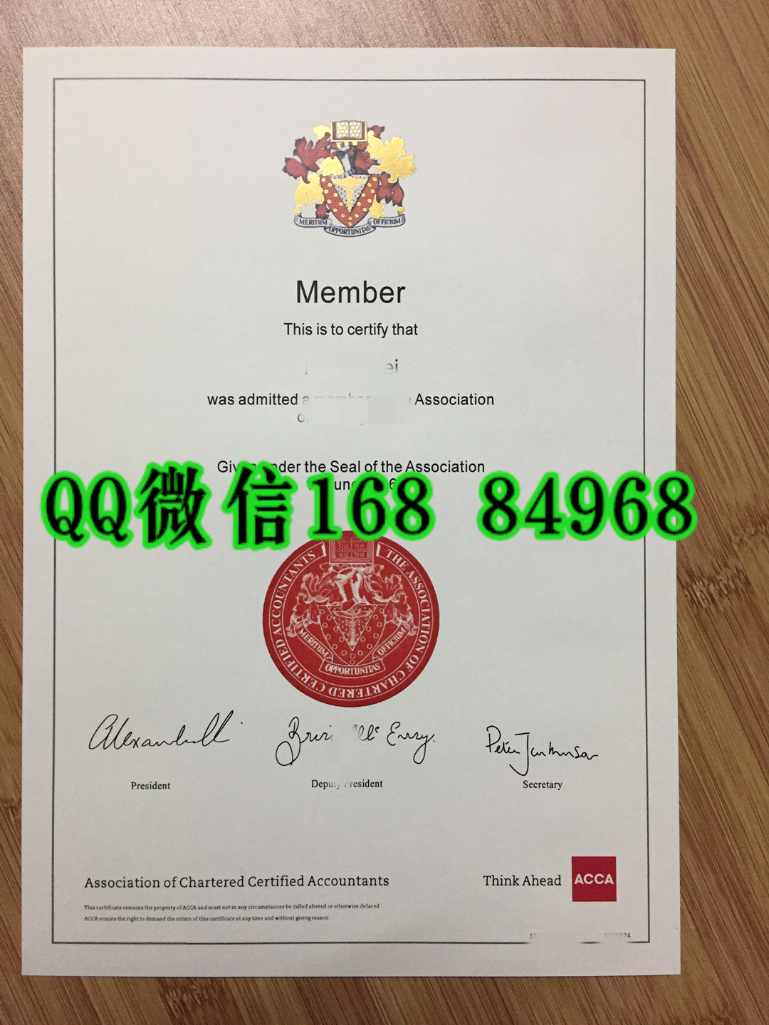 国际注册会计师ACCA证书烫金特写，The Assoication of Certified