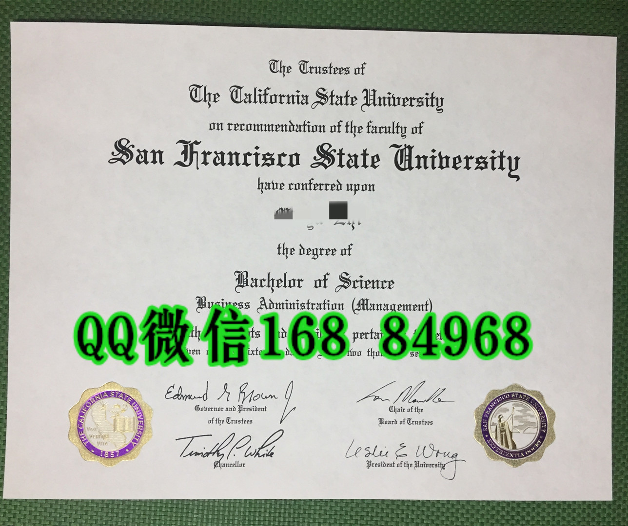 旧金山州立大学毕业证范例，San Francisco State University diploma degree