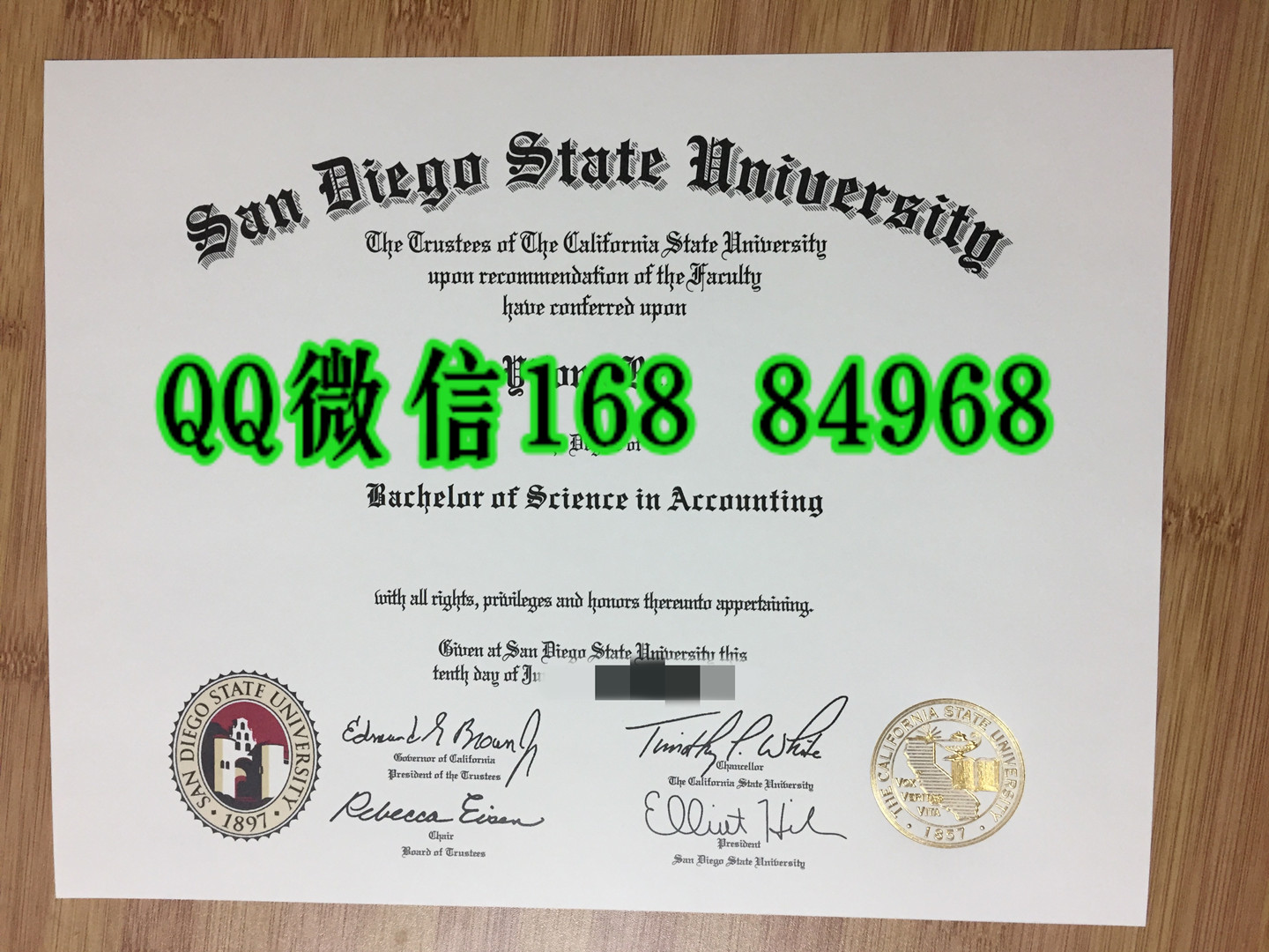 补办美国圣地亚哥州立大学毕业证成绩单，San Diego State University diploma degree