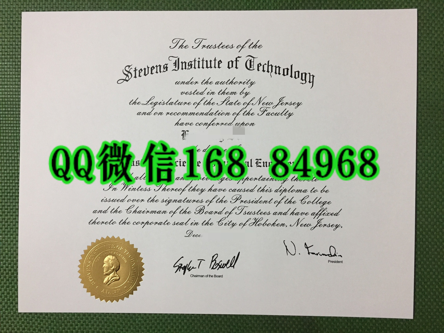 美国史蒂文斯科技学院毕业证实拍，Stevens Institute of Technology diploma certificate