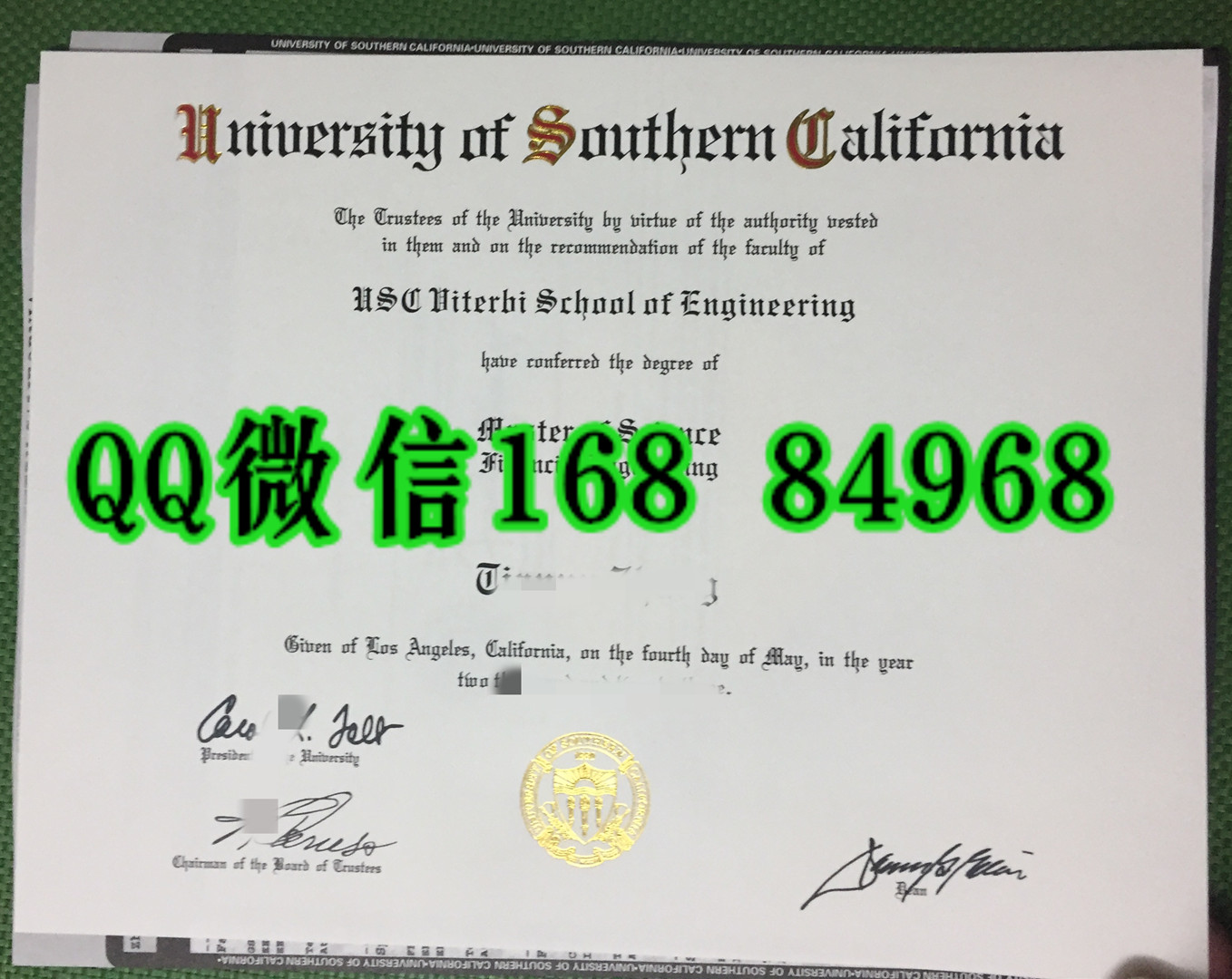 南加州大学毕业证，美国UCS大学毕业证，University of Southern California diploma