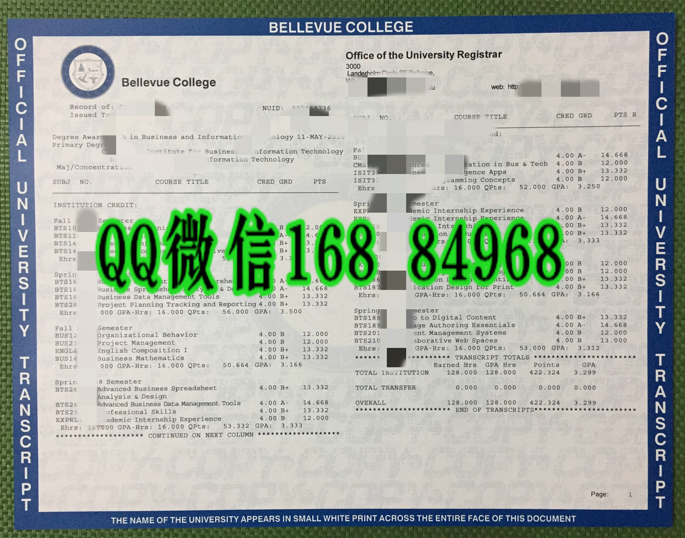 美国贝尔维尤学院成绩单，bellevue college transcript美国大学成绩单定制