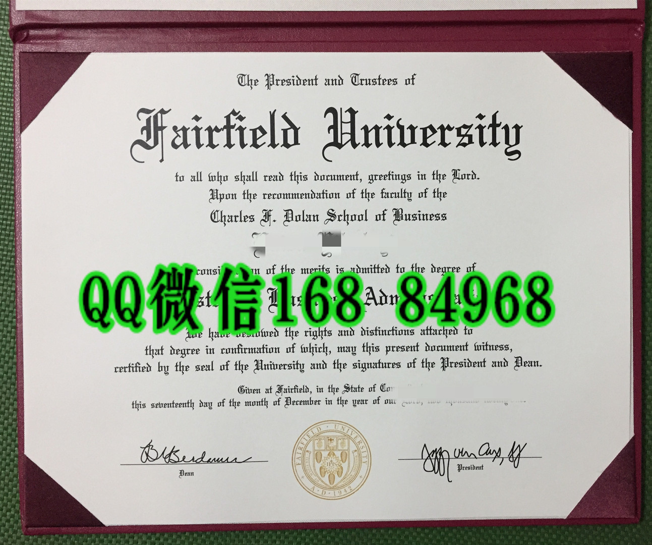 美国费尔菲尔德大学毕业证样本，fairfield university diploma degree