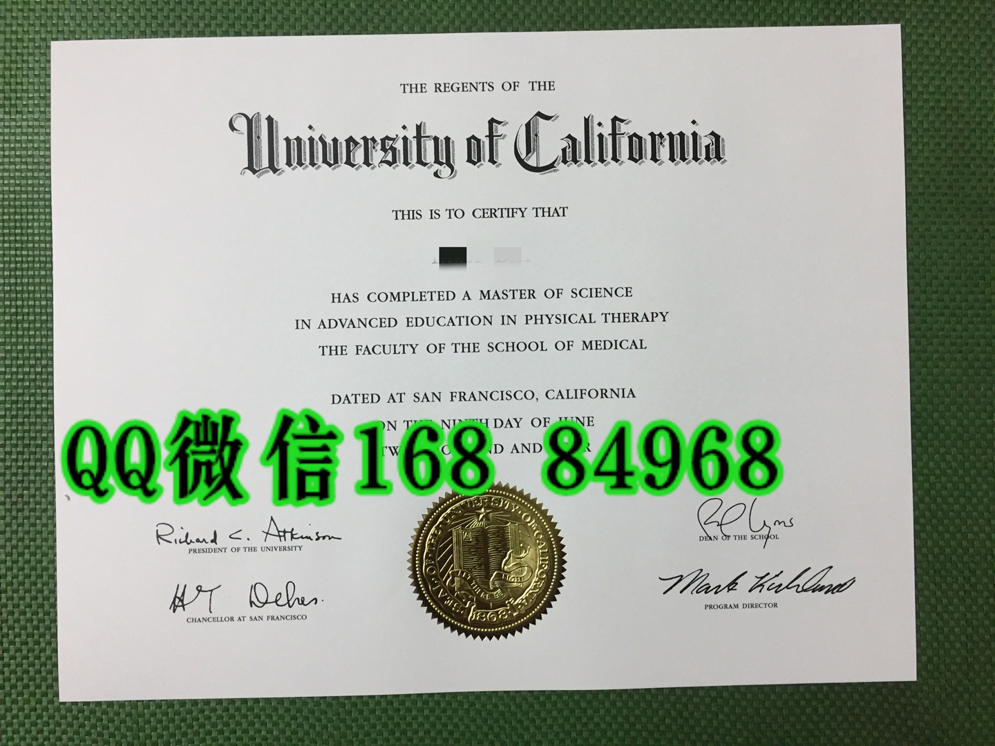 美国UCSF大学毕业证，加州大学旧金山分校毕业证University of California San Francisco diploma