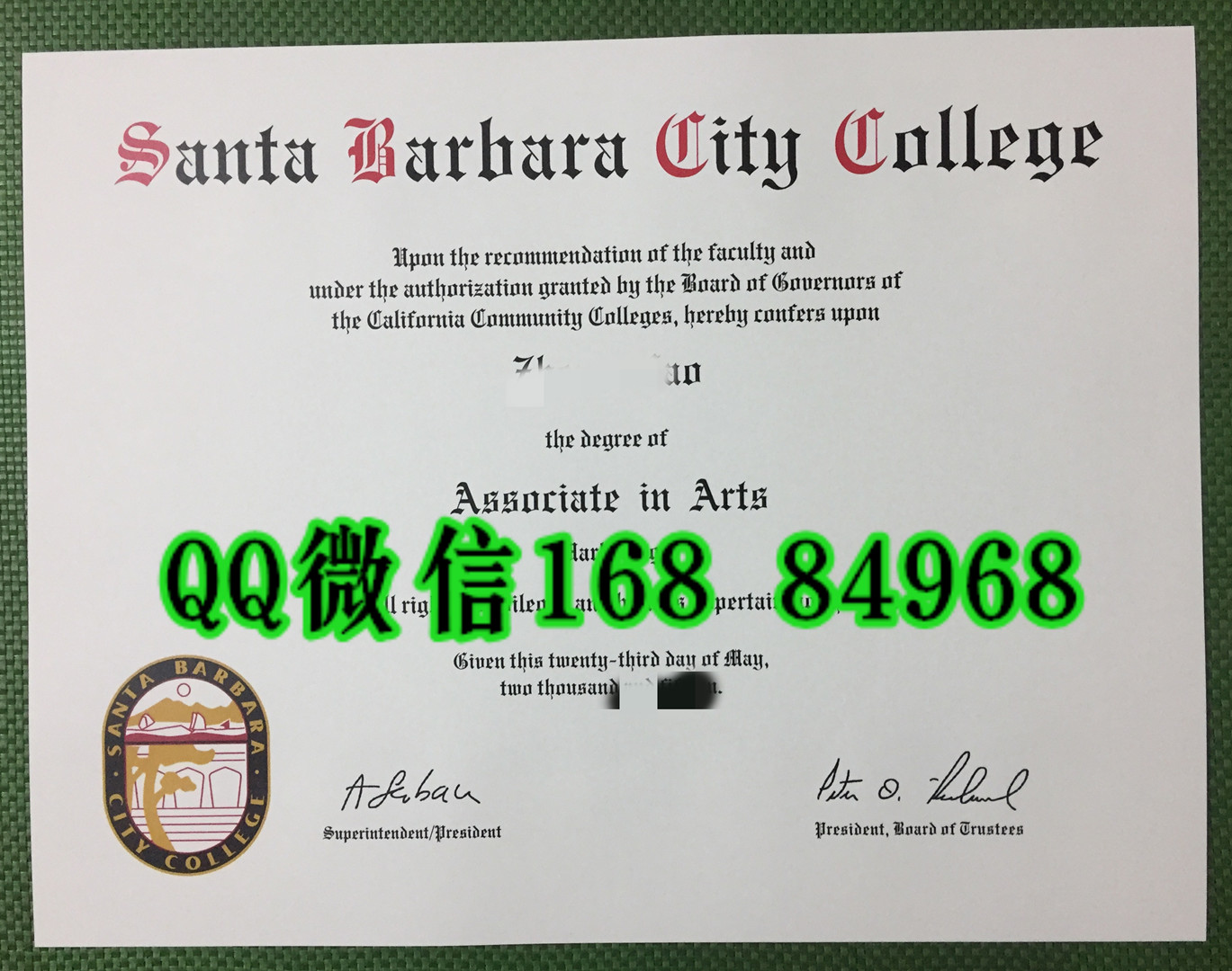 美国圣巴巴拉城市学院毕业证学位证，santa barbara city college diploma degree