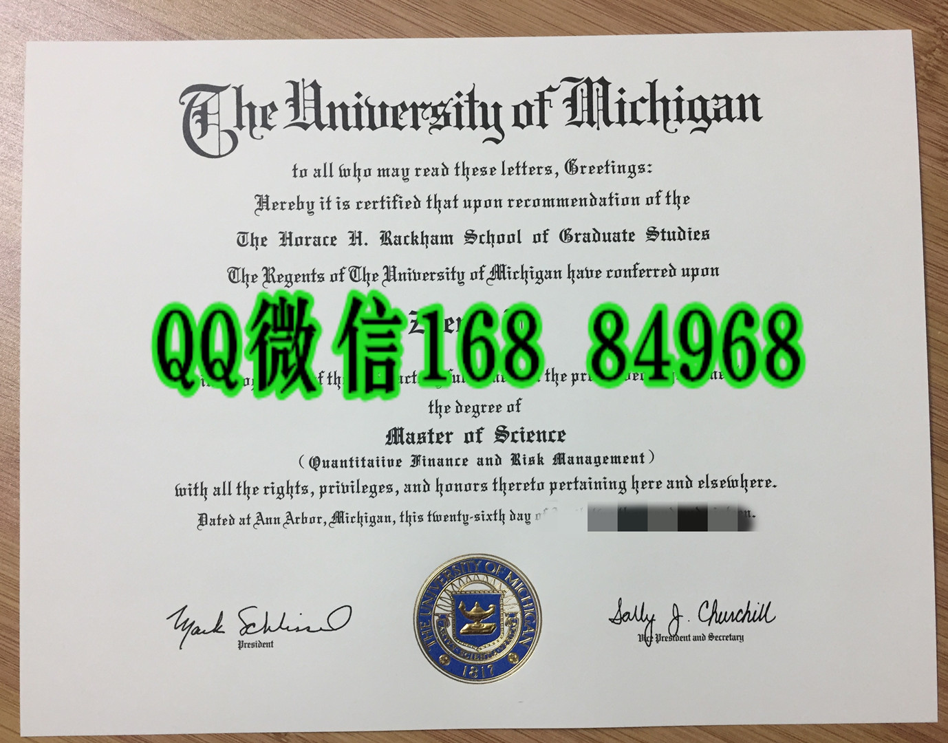 办理美国密歇根大学毕业证成绩单，University of Michigan diploma certificate