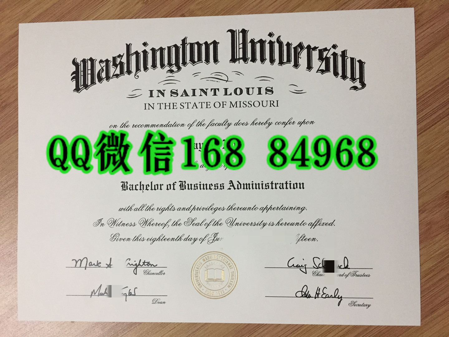 圣路易斯华盛顿大学毕业证案例，Washington University in St. Louis diploma certificate