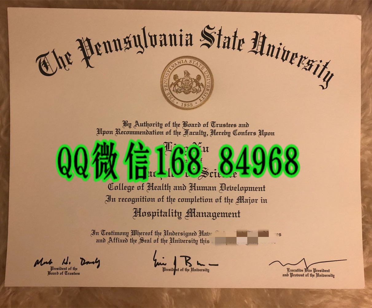 美国宾夕法尼亚州立大学毕业证成绩单，The Pennsylvania State University diploma certificate