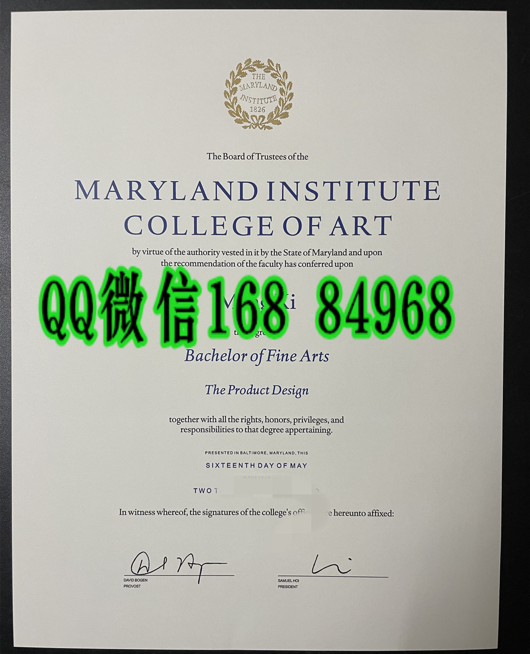 分享：美国马里兰艺术学院毕业证成绩单，Maryland Institute College of Art diploma