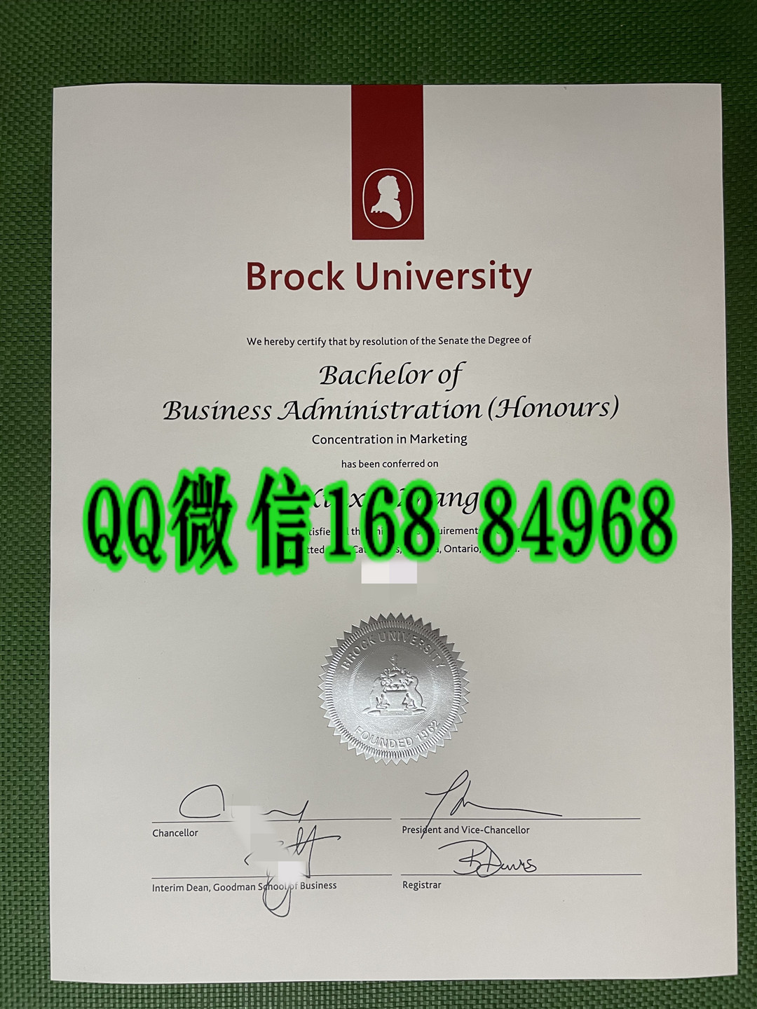 加拿大布鲁克大学毕业证成绩单补办，加拿大布鲁克大学brock university文凭学历留信网认证