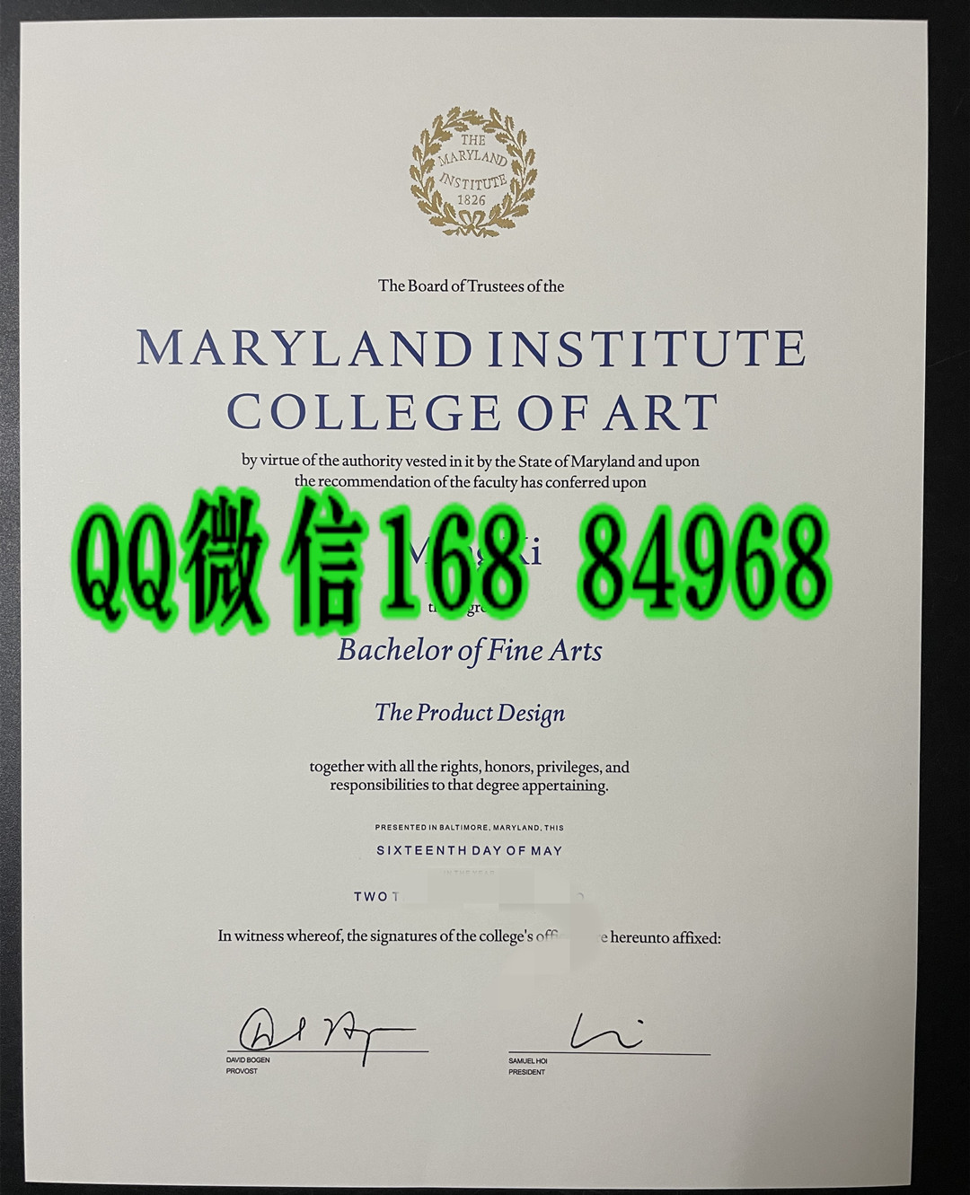 美国马里兰艺术学院毕业证实拍分享，maryland institute college of art diploma degree