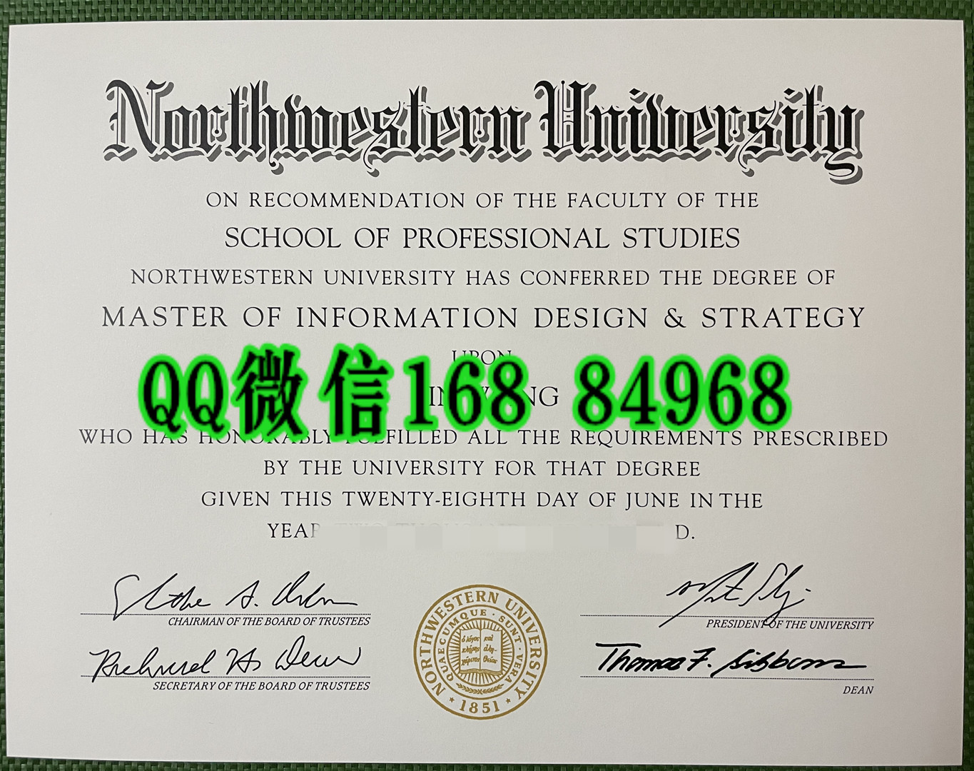 美国西北大学毕业证成绩单购买，Northwestern University diploma certificate