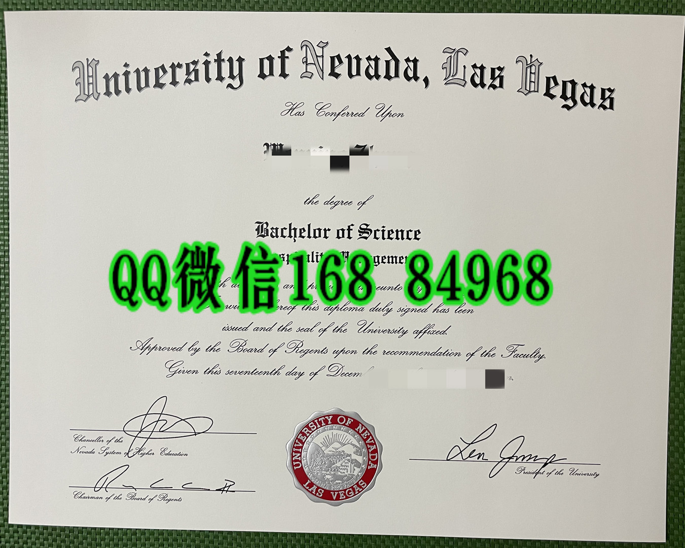 美国内华达大学拉斯维加斯分校毕业证成绩单，University of Nevada Las Vegas diploma degree