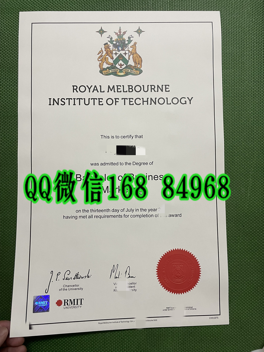 皇家墨尔本理工大学毕业证防伪，澳洲RMIT大学毕业证RMIT University diploma