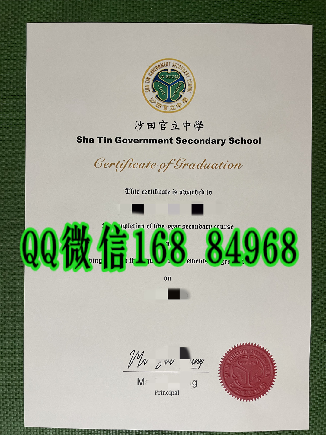 香港沙田官立中学毕业证文凭_Sha Tin Government Secondary School diploma certificate