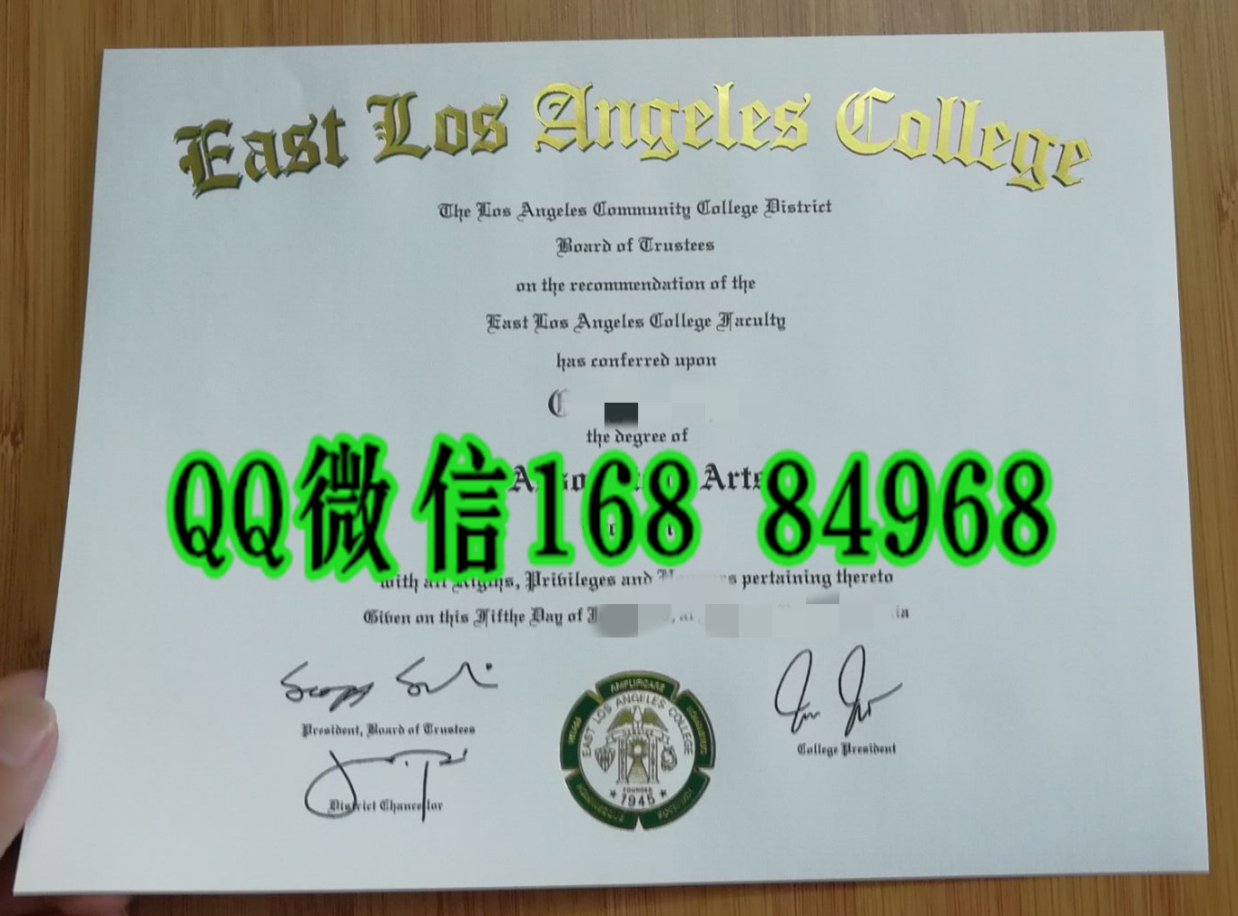 美国东洛杉矶学院毕业证副学士学位，East Los Angeles College diploma certificate