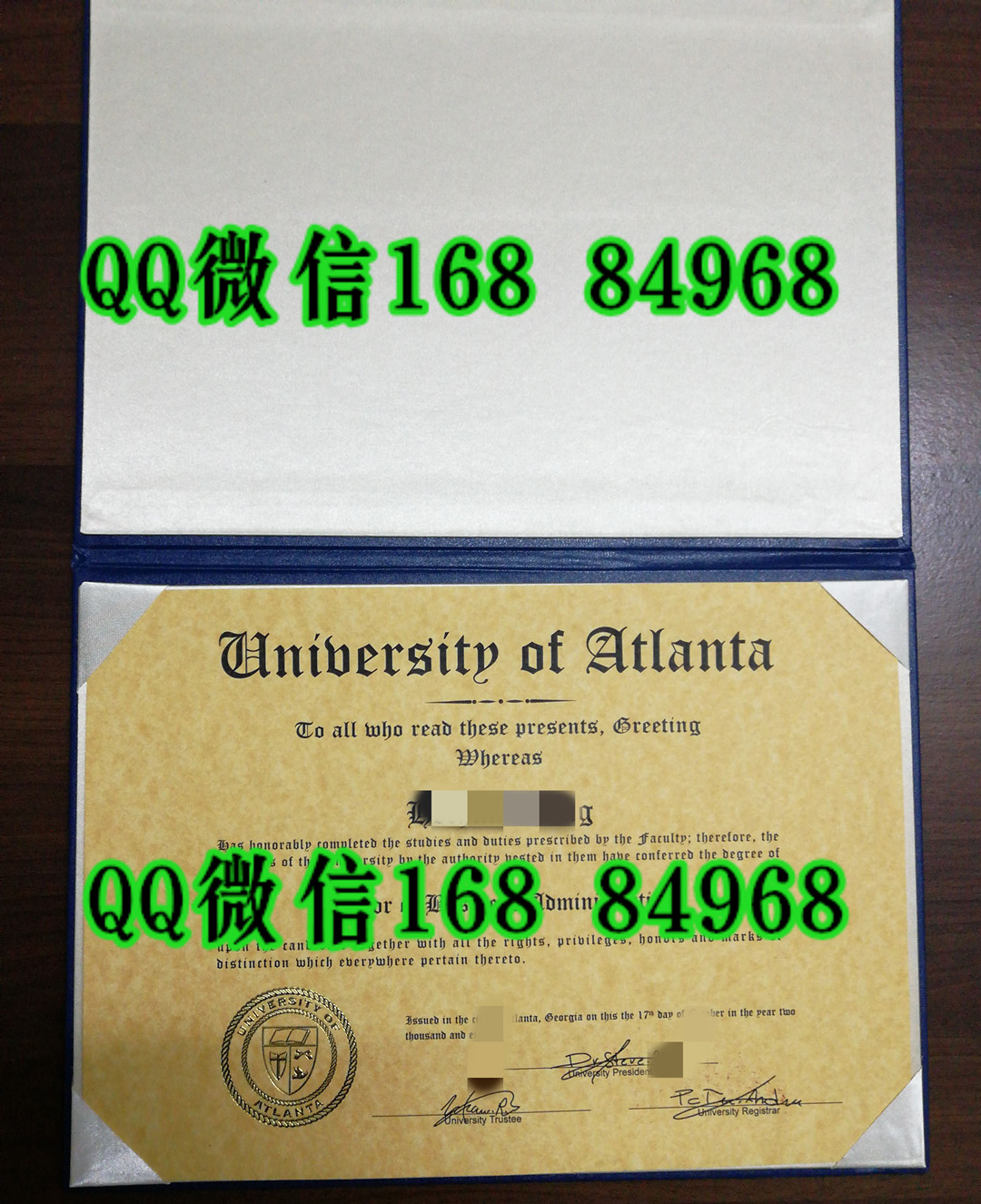 美国亚特兰大大学毕业证与外壳定制，University of  Atlanta diploma certificate