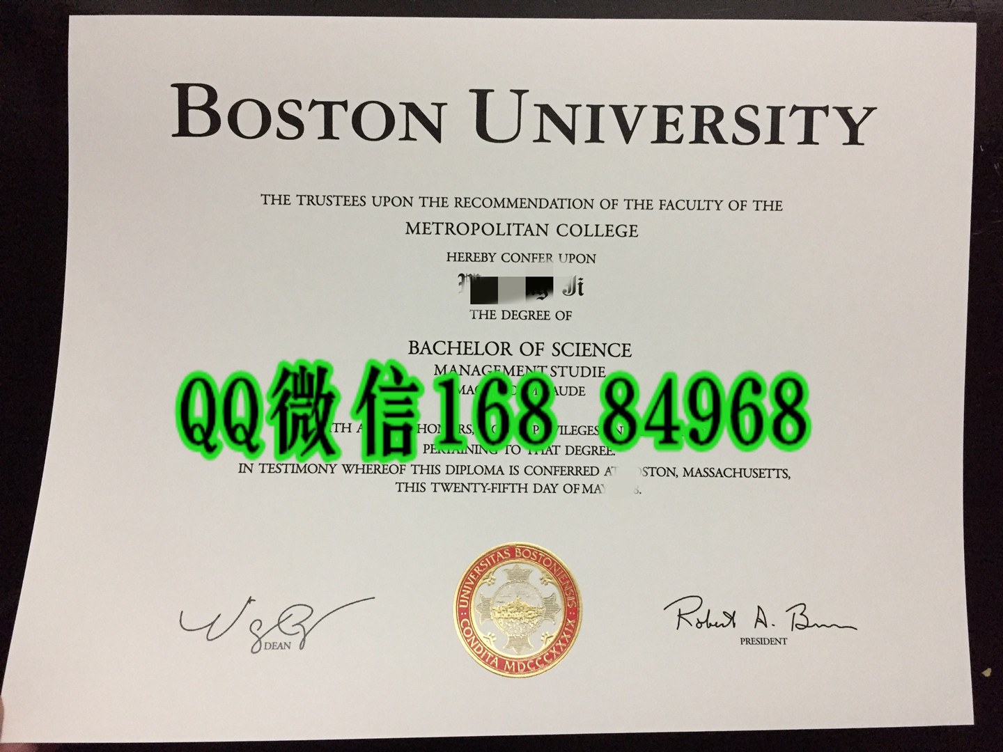 美国波士顿大学毕业证成绩单，美国大学毕业证案例，办理美国硕士学位证
