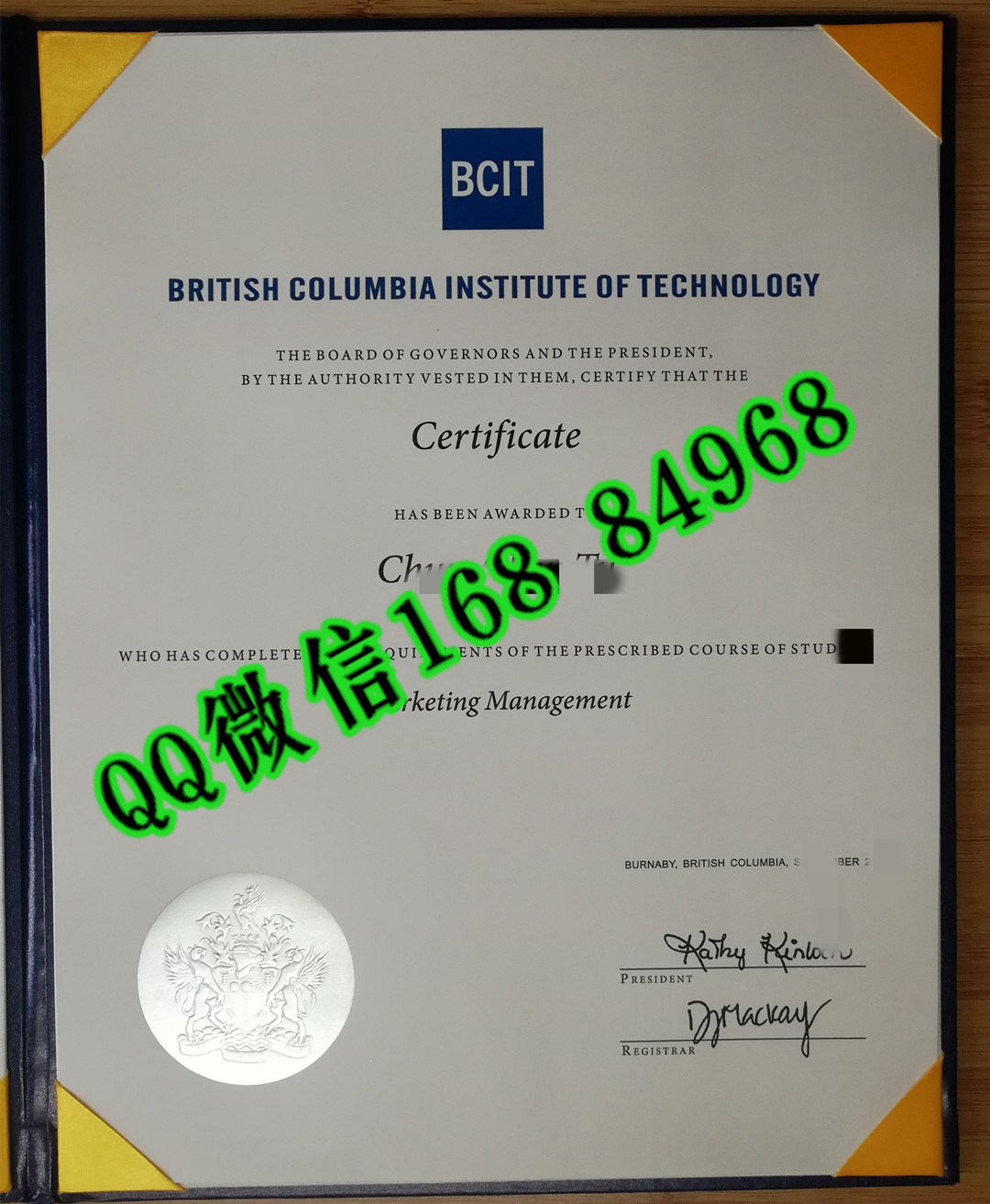 加拿大不列颠哥伦比亚理工大学BCIT毕业证成绩单，British Columbia Institute of Technology diploma