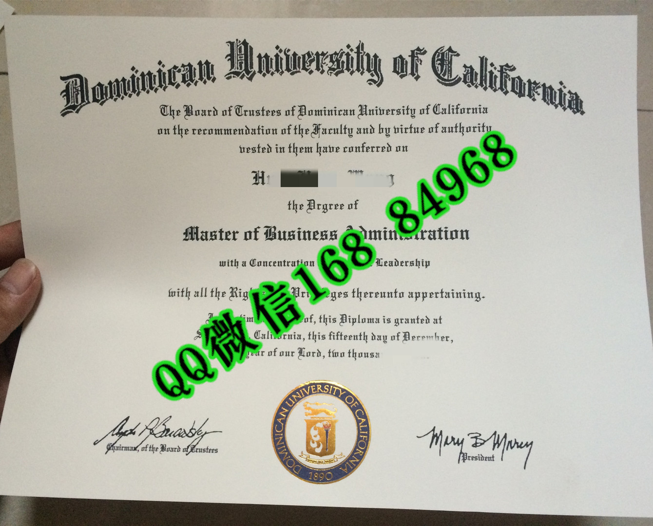 美国加州多明尼克大学毕业证成绩单，Dominican University of California diploma certificate