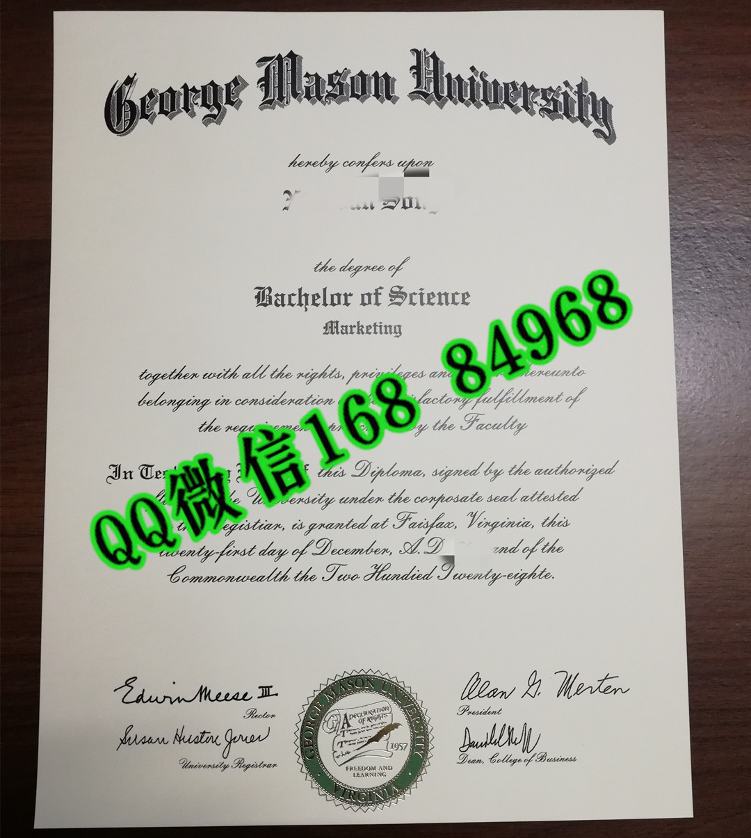 美国乔治梅森大学George Mason University毕业证，George Mason University diploma certificate