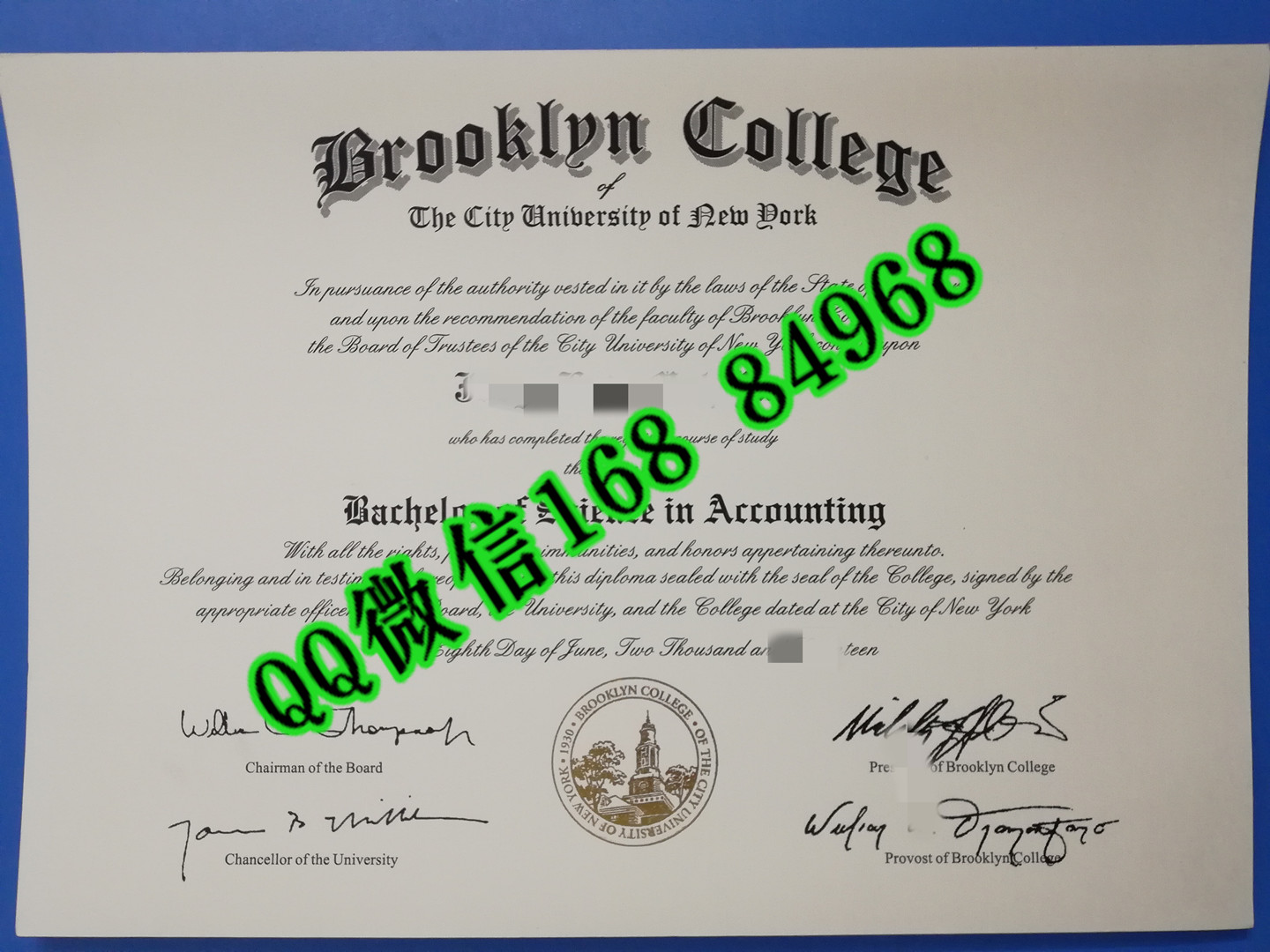 纽约城市大学布鲁克林学院毕业证成绩单，brooklyn college diploma certificate