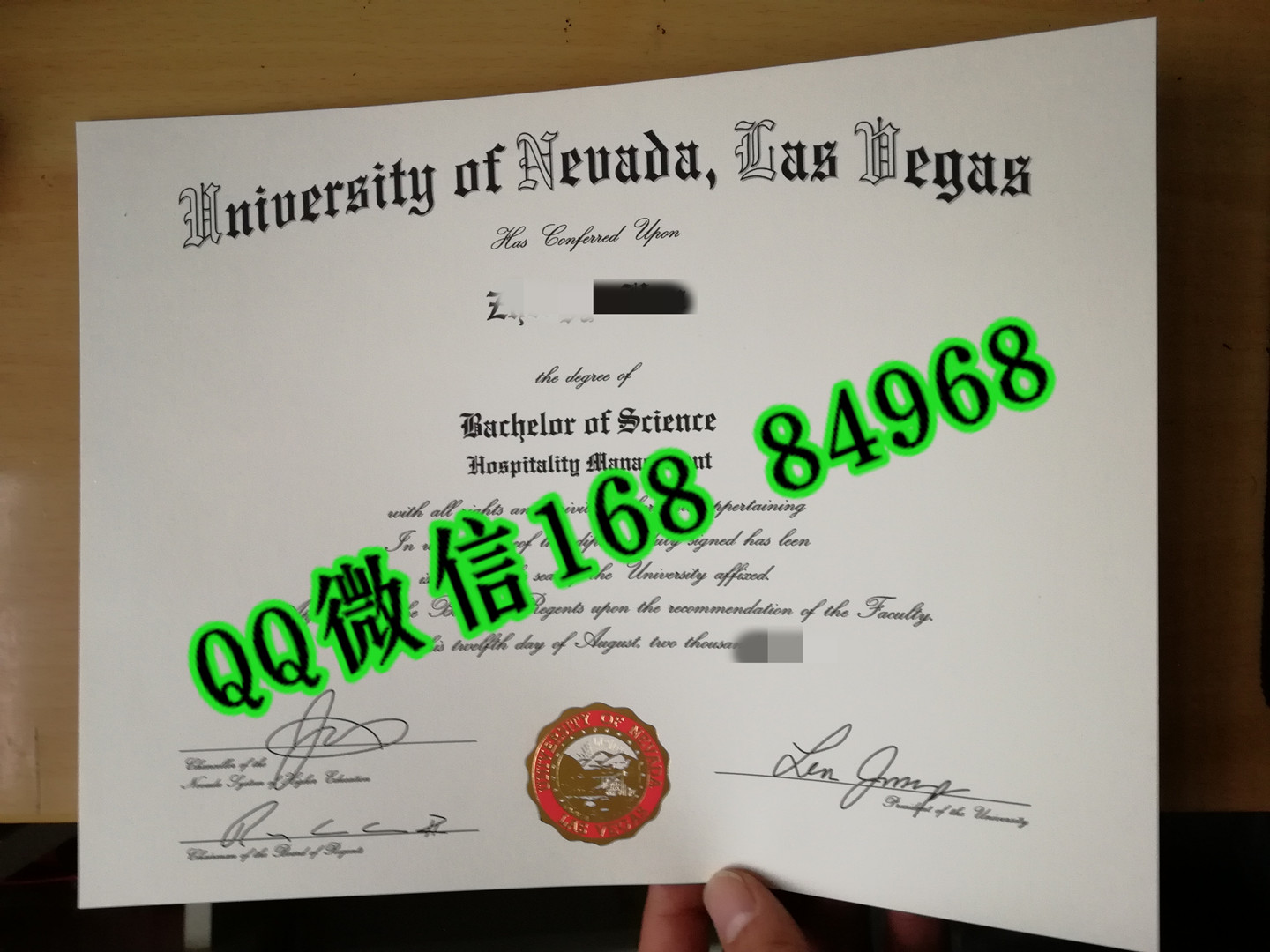 制作美国内华达大学拉斯维加斯分校Univeristy of Nevada Las Vegas毕业证成绩单
