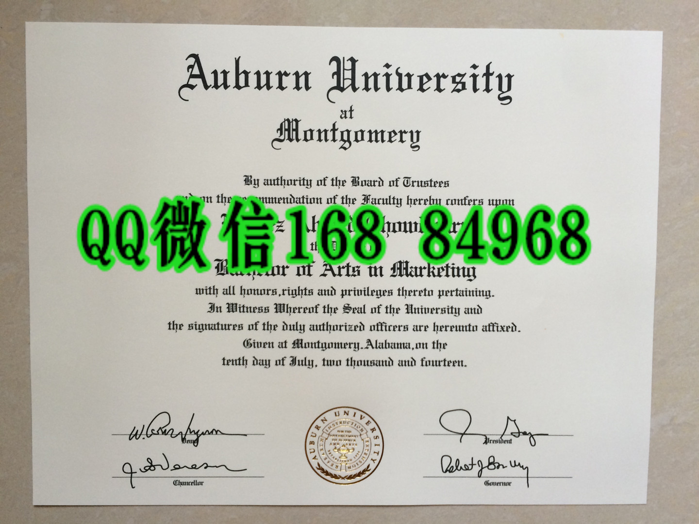 美国奥本大学毕业证成绩单，Auburn University diploma certificate