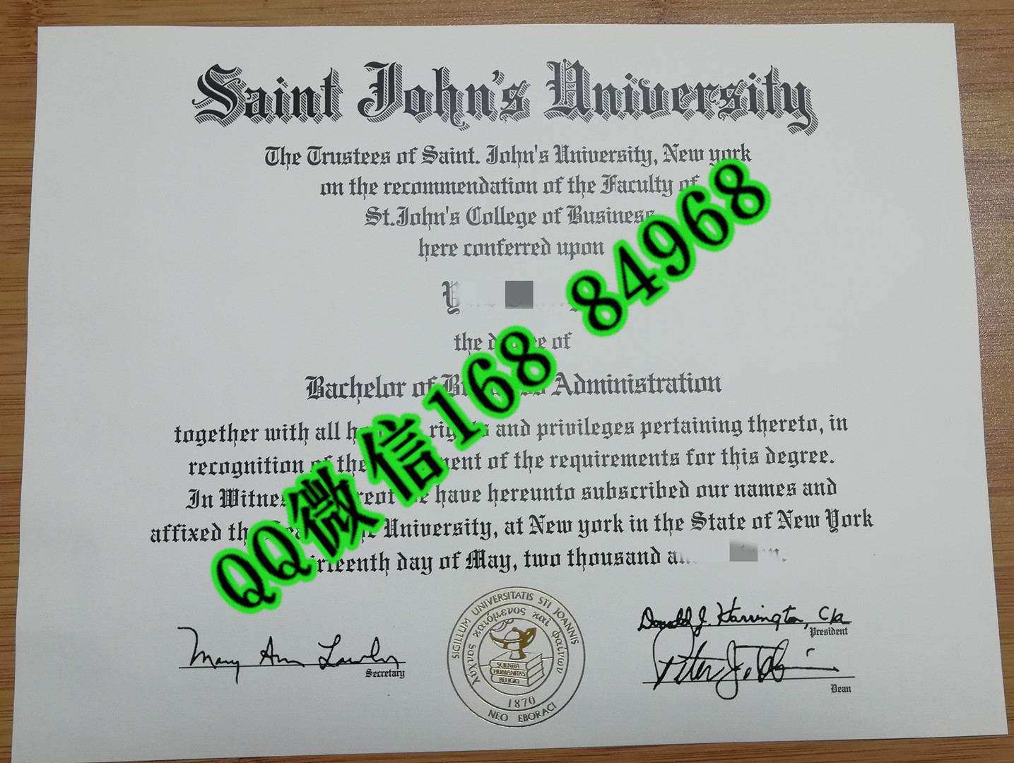 补办美国圣约翰大学毕业证成绩单，St. John's University diploma certificate