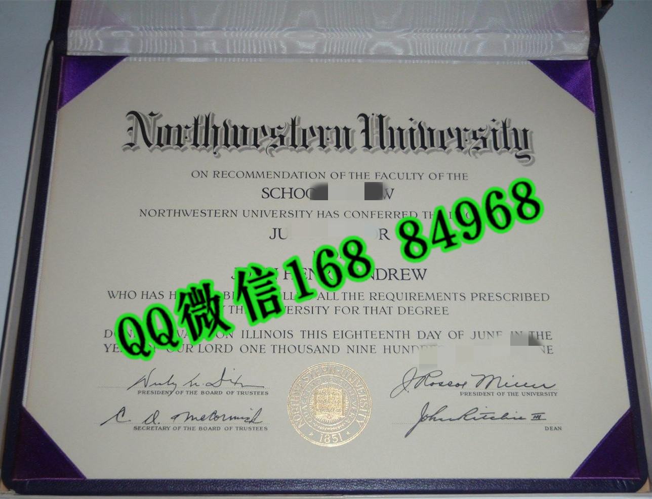 美国西北大学毕业证成绩单，Northwestern University diploma certificate