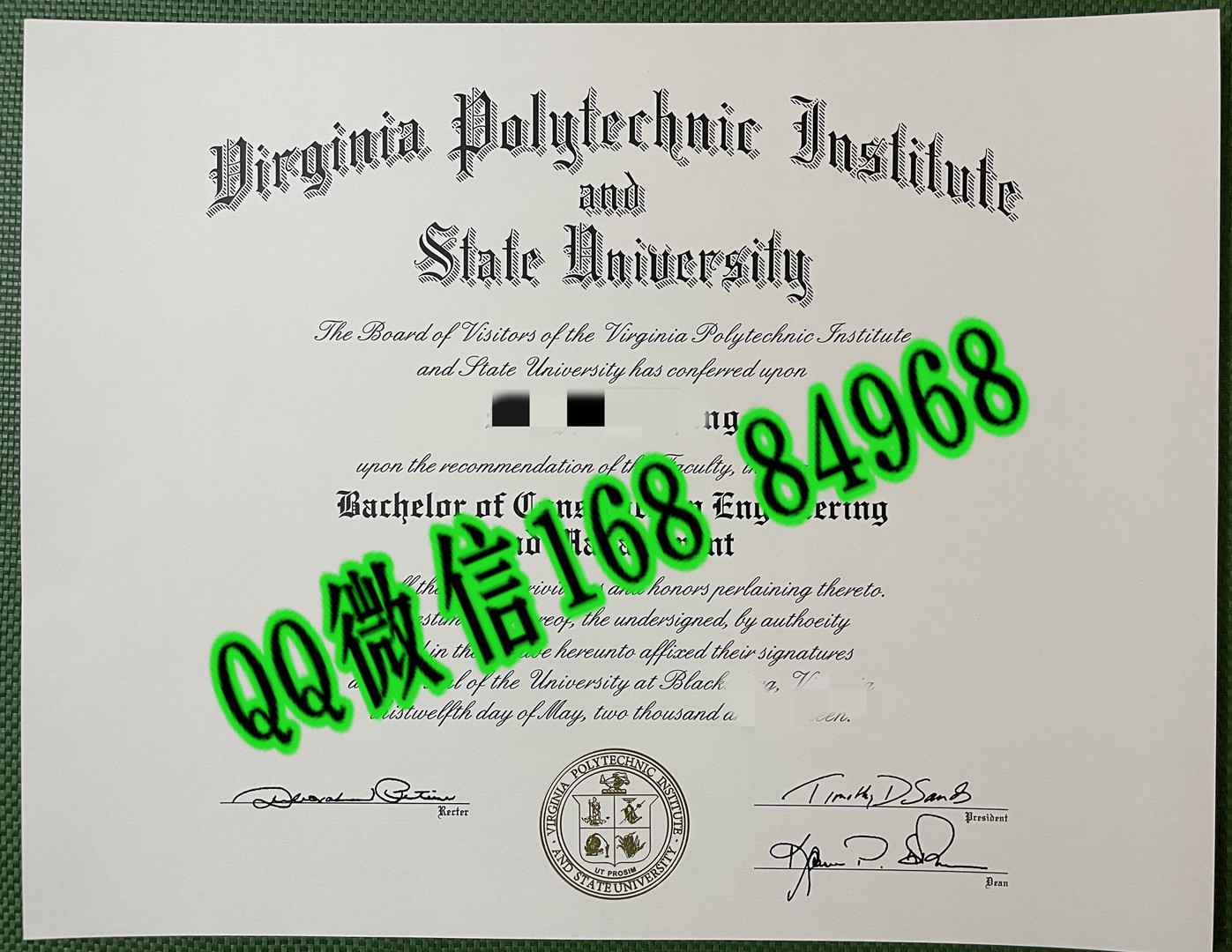 美国弗吉尼亚理工大学毕业证样本，virginia polytechnic institute diploma degree