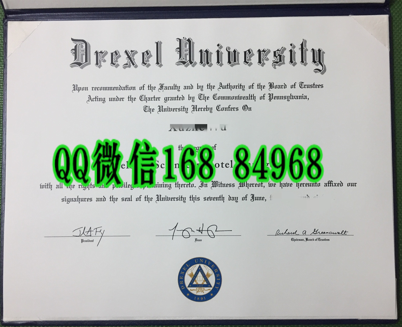 美国德雷塞尔大学毕业证模版，Drexel University diploma degree