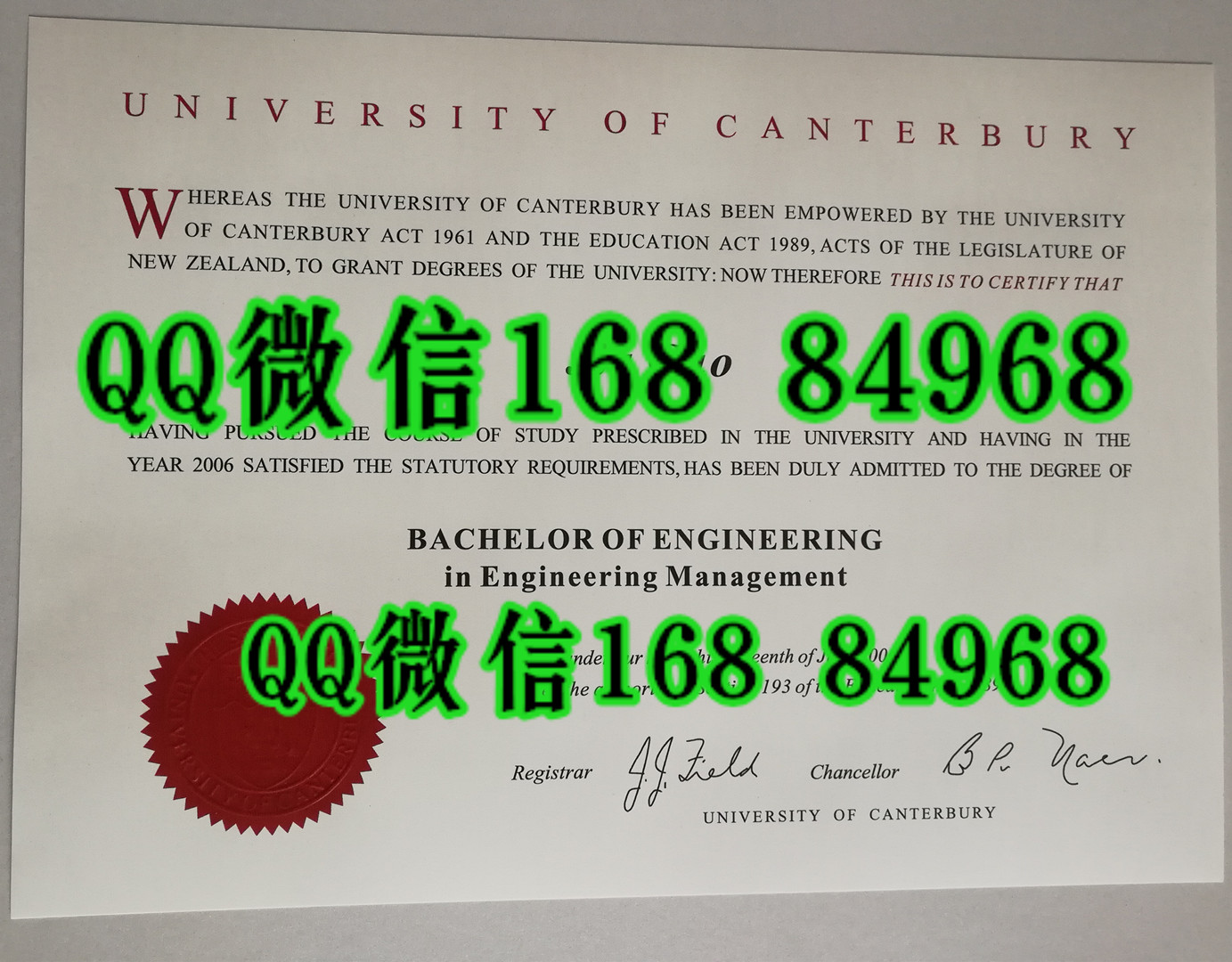 新西兰坎特伯雷大学毕业证学位证，新西兰坎特伯雷大学成绩单