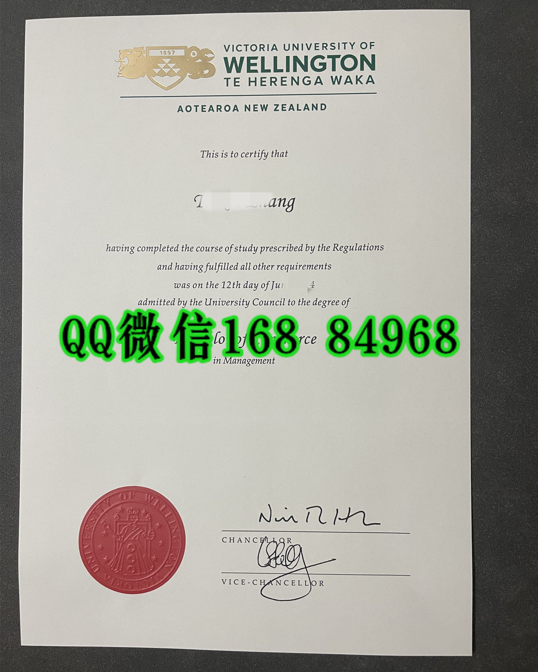 新西兰惠灵顿维多利亚大学毕业证，Victoria University of Wellington degree