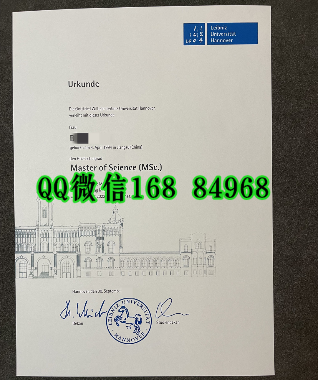 德国汉诺威莱布尼兹大学毕业证学位证，Leibniz University Hannover diploma
