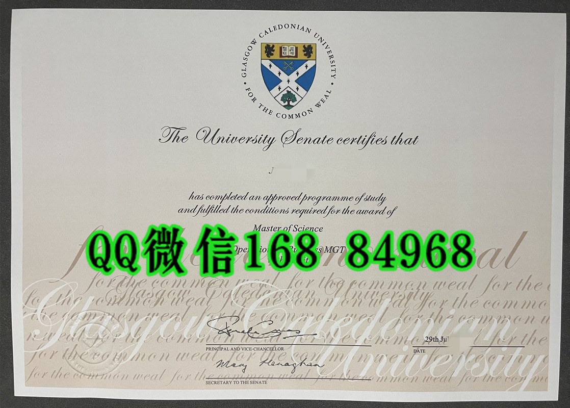 英国格拉斯哥卡利多尼亚大学毕业证，Glasgow Caledonian University diploma