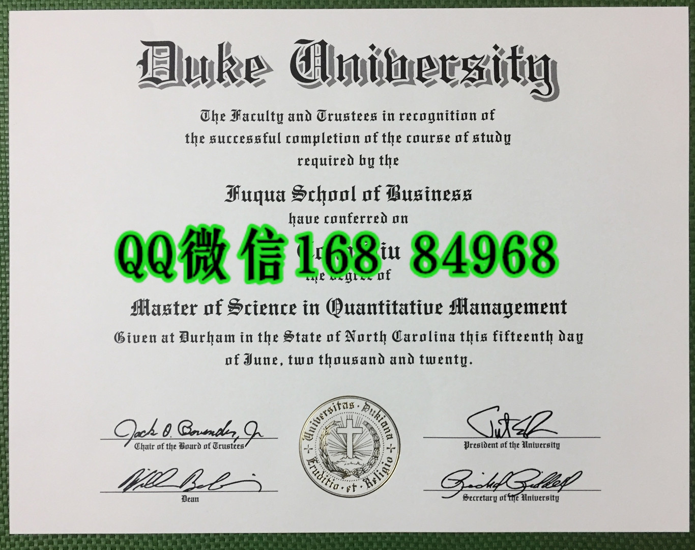定制美国杜克大学毕业证学位证，Duke University diploma certificate