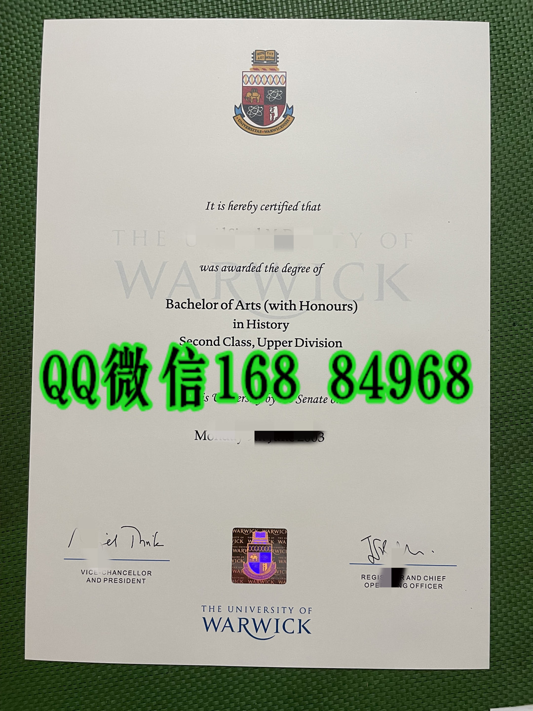 英国华威大学毕业证学位证制作，英国大学毕业证成绩单样式