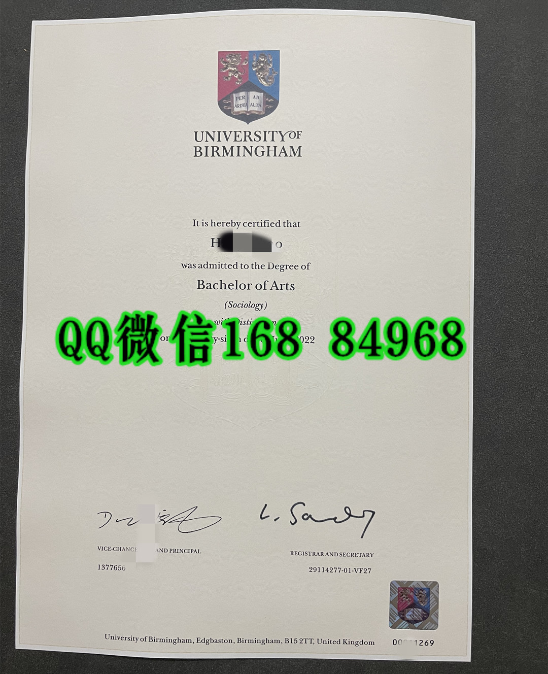 英国伯明翰大学毕业证样本，英国大学毕业证样本图集University of Birmingham diploma degree